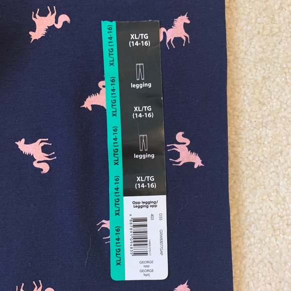 🌷3 for$20🌷George, Girl's US XL (14-16), Navy & Pink Unicorn Leggings, NWT - Picture 3 of 6